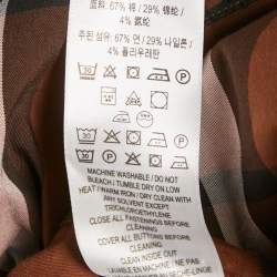 Pre Owned Burberry Brown Checkered Cotton Full Sleeve Shirt XL
