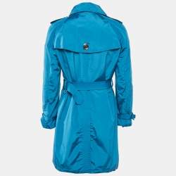 Pre Owned Burberry Prorsum Teal Blue Synthetic Trench Coat M