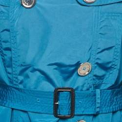 Pre Owned Burberry Prorsum Teal Blue Synthetic Trench Coat M