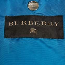 Pre Owned Burberry Prorsum Teal Blue Synthetic Trench Coat M