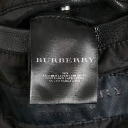 Pre Owned Burberry Black Leather Biker Jacket M