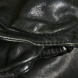 Pre Owned Burberry Black Leather Biker Jacket M