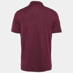 Burberry Burgundy Cotton Pique Knit Polo T-Shirt L