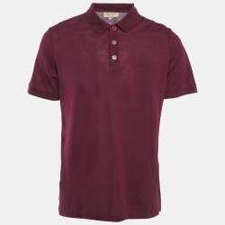 Burberry Burgundy Cotton Pique Knit Polo T-Shirt L