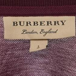 Burberry Burgundy Cotton Pique Knit Polo T-Shirt L