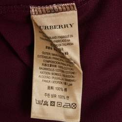 Burberry Burgundy Cotton Pique Knit Polo T-Shirt L