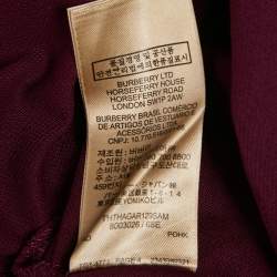 Burberry Burgundy Cotton Pique Knit Polo T-Shirt L
