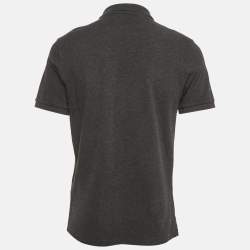 Burberry Grey Logo Embroidery Cotton Polo T-Shirt L
