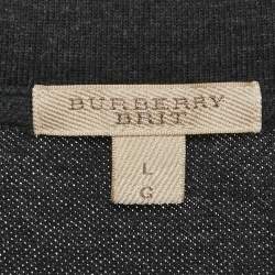 Burberry Grey Logo Embroidery Cotton Polo T-Shirt L