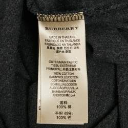 Burberry Grey Logo Embroidery Cotton Polo T-Shirt L