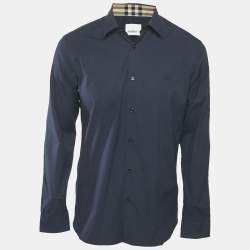 Burberry Navy Blue Cotton Button Front Shirt M