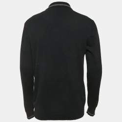 Pre Owned Burberry Black Cashmere Logo Detail Long Sleeve Sweater M