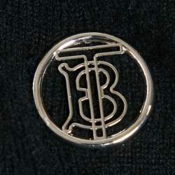Pre Owned Burberry Black Cashmere Logo Detail Long Sleeve Sweater M