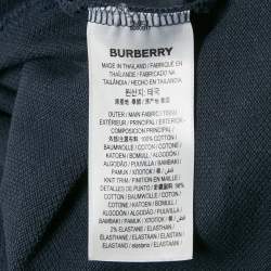 Pre Owned Burberry Navy Blue Logo Embroidery Cotton Pique Polo T-Shirt L