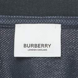 Pre Owned Burberry Navy Blue Logo Embroidery Cotton Pique Polo T-Shirt L