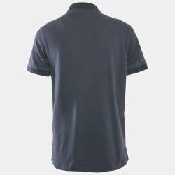 Pre Owned Burberry Navy Blue Logo Embroidery Cotton Pique Polo T-Shirt L