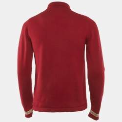 Pre Owned Burberry Dark Red Wool Knit Long Sleeve Polo T-Shirt XS