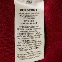 Pre Owned Burberry Dark Red Wool Knit Long Sleeve Polo T-Shirt XS