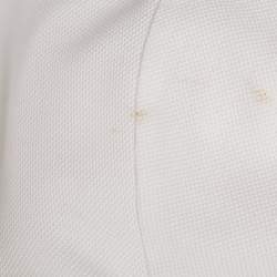 Pre Owned Burberry White Cotton TB Monogram Pique Polo T-Shirt L