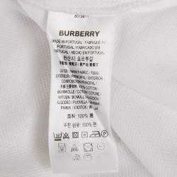 Pre Owned Burberry White Cotton TB Monogram Pique Polo T-Shirt L