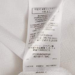 Pre Owned Burberry White Cotton TB Monogram Pique Polo T-Shirt L