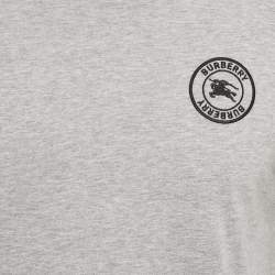 Pre Owned Burberry Grey Melange Embroidered Jersey Crewneck T-Shirt S
