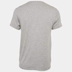 Pre Owned Burberry Grey Melange Embroidered Jersey Crewneck T-Shirt S