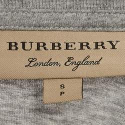 Pre Owned Burberry Grey Melange Embroidered Jersey Crewneck T-Shirt S