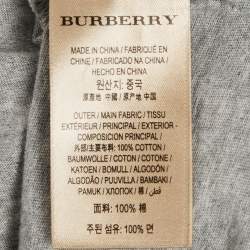 Pre Owned Burberry Grey Melange Embroidered Jersey Crewneck T-Shirt S