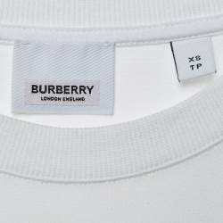 Pre Owned Burberry White Varvey Map Print Cotton Crew Neck T-Shirt XS