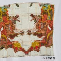 Pre Owned Burberry White Varvey Map Print Cotton Crew Neck T-Shirt XS