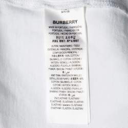 Pre Owned Burberry Off White/Black Printed Cotton Crew Neck T Shirt XS