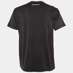 Pre Owned Burberry London Black Animal Print Cotton Crew Neck T-Shirt XS