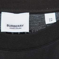 Pre Owned Burberry London Black Animal Print Cotton Crew Neck T-Shirt XS
