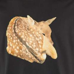 Pre Owned Burberry London Black Animal Print Cotton Crew Neck T-Shirt XS
