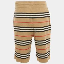 Pre Owned Burberry Beige Striped Wool Kenton Shorts S