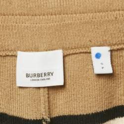 Pre Owned Burberry Beige Striped Wool Kenton Shorts S