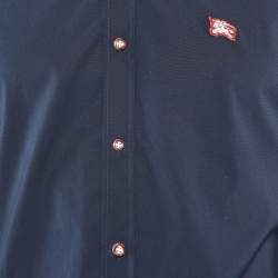 Pre Owned Burberry Navy Blue Cotton William Long Sleeve Shirt S