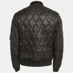 Pre Owned Burberry Black Synthetic Zip-Up Grandy Quilted Bomber Jacket M