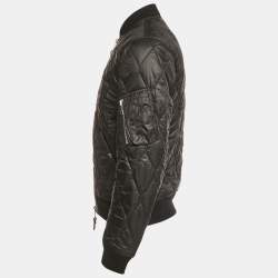 Pre Owned Burberry Black Synthetic Zip-Up Grandy Quilted Bomber Jacket M