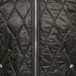 Pre Owned Burberry Black Synthetic Zip-Up Grandy Quilted Bomber Jacket M