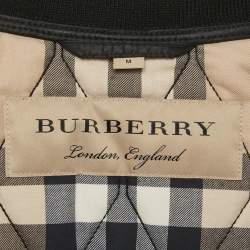 Pre Owned Burberry Black Synthetic Zip-Up Grandy Quilted Bomber Jacket M