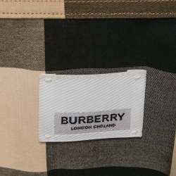 Pre Owned Burberry Beige Checks Print Cotton Short Sleeve Shirt M