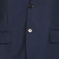 Pre Owned Burberry Navy Blue Wool Single Breasted Regular Suit S