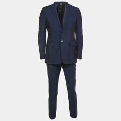 Pre Owned Burberry Navy Blue Wool Single Breasted Regular Suit S     
