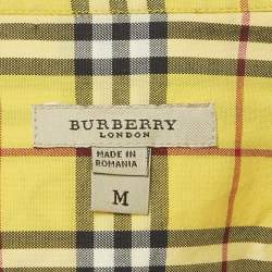Pre Owned Burberry Yellow Checks Cotton Long Sleeve Shirt M