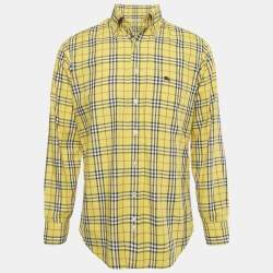 Pre Owned Burberry Yellow Checks Cotton Long Sleeve Shirt M