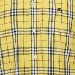 Pre Owned Burberry Yellow Checks Cotton Long Sleeve Shirt M