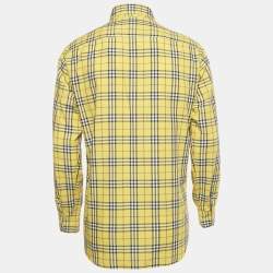 Pre Owned Burberry Yellow Checks Cotton Long Sleeve Shirt M