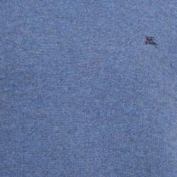 Pre Owned Burberry Blue Wool Knit V-Neck Sweater XL